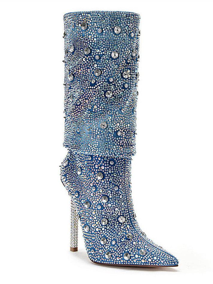 Botas vaqueras con purpurina y diamantes de imitación Mia